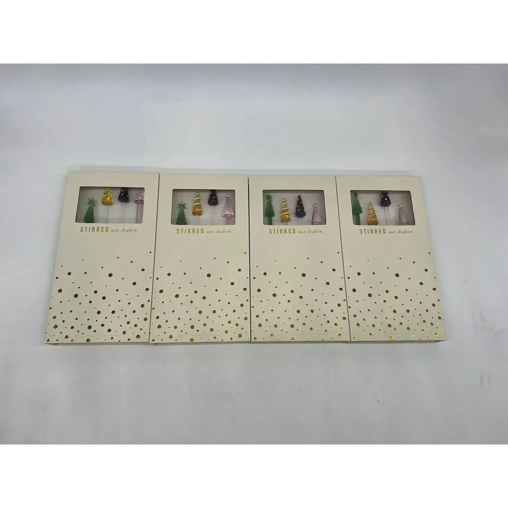 Set of 16 Anthropologie Tree Top Drink Stirrers Pack of Four Christmas Holiday